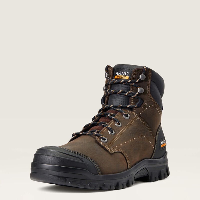 10040266 Ariat 6 Inch ,Rubber Cap Toe ,Waterproof ,Work Boot (Brown)