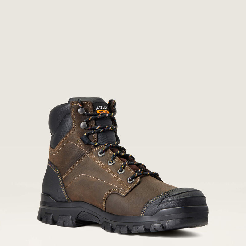 10040266 Ariat 6 Inch ,Rubber Cap Toe ,Waterproof ,Work Boot (Brown)