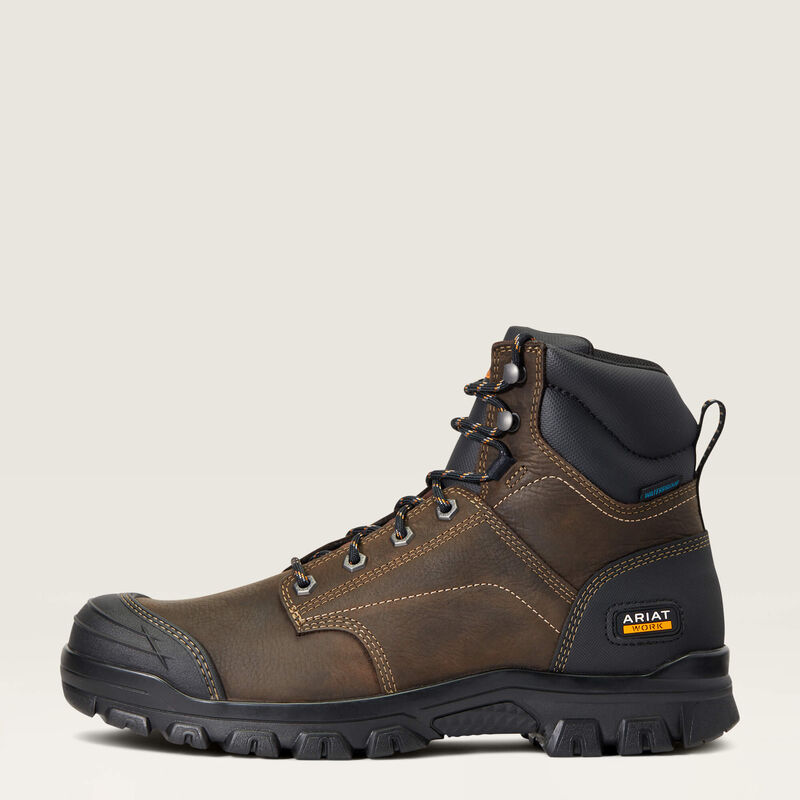 10040266 Ariat 6 Inch ,Rubber Cap Toe ,Waterproof ,Work Boot (Brown)