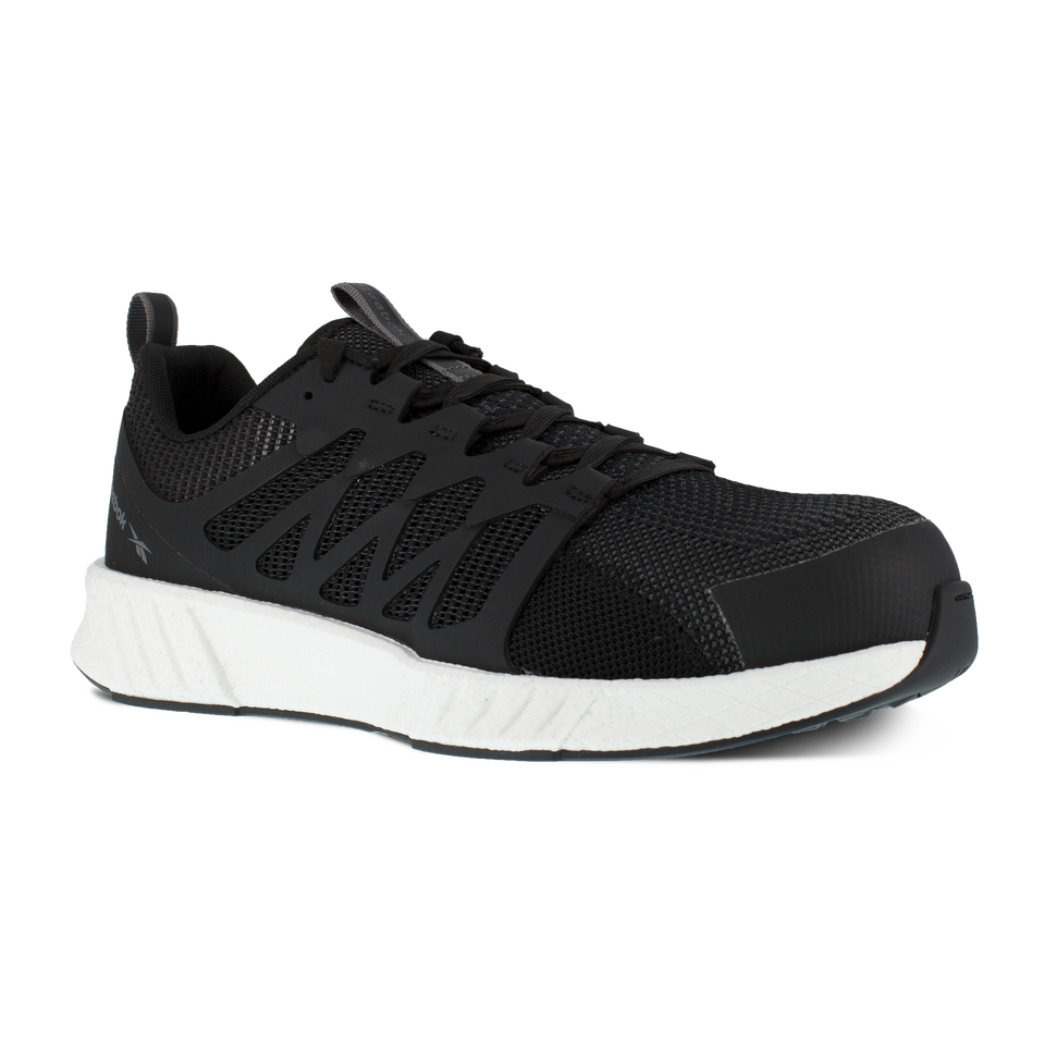 RB413 Women's Athletic Composite Toe Work Shoe (Black/White)