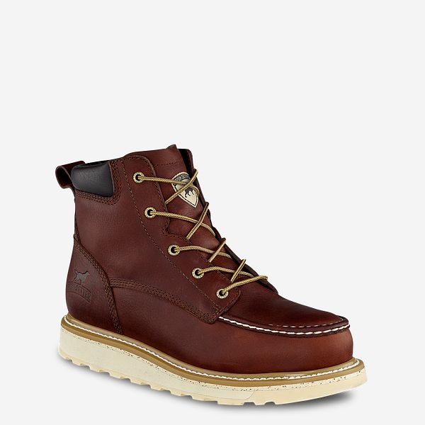 83605 ASHBY MEN'S 6-INCH Moccassin Toe LEATHER SOFT TOE wedge outsole BOOT (Brown)
