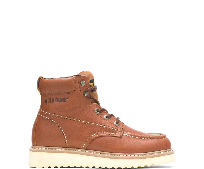 8288 Moccassin Toe 6 inch Wedge Outsole WORK BOOT (Brown)