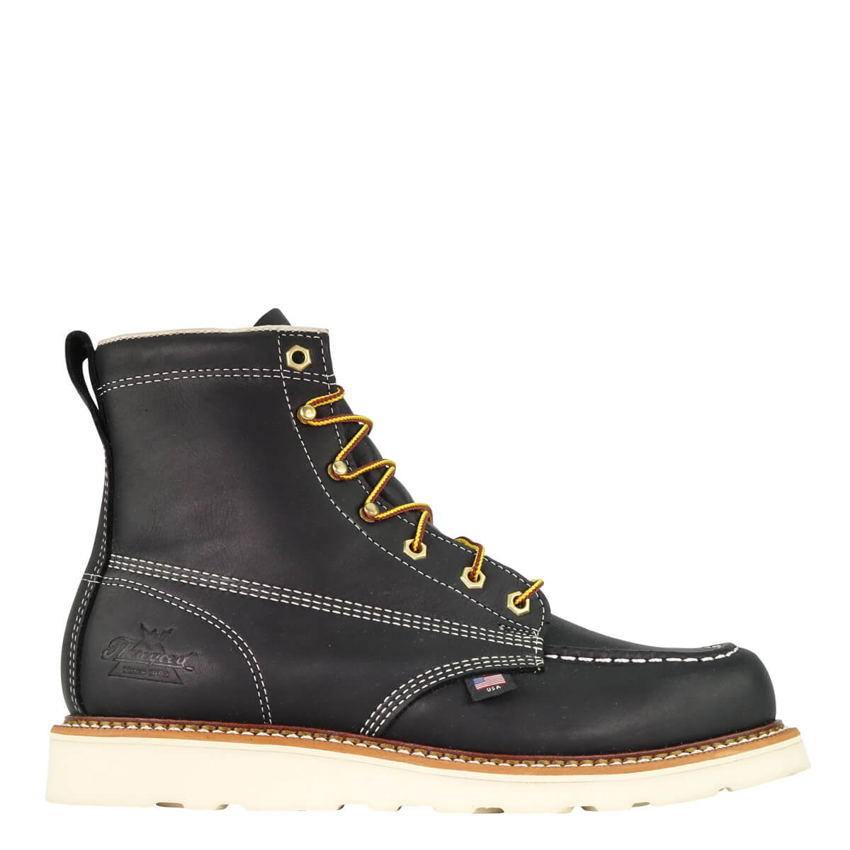 814-6201 6 inch BLACK Moccassin TOE Wedge outsole work boot (Black)
