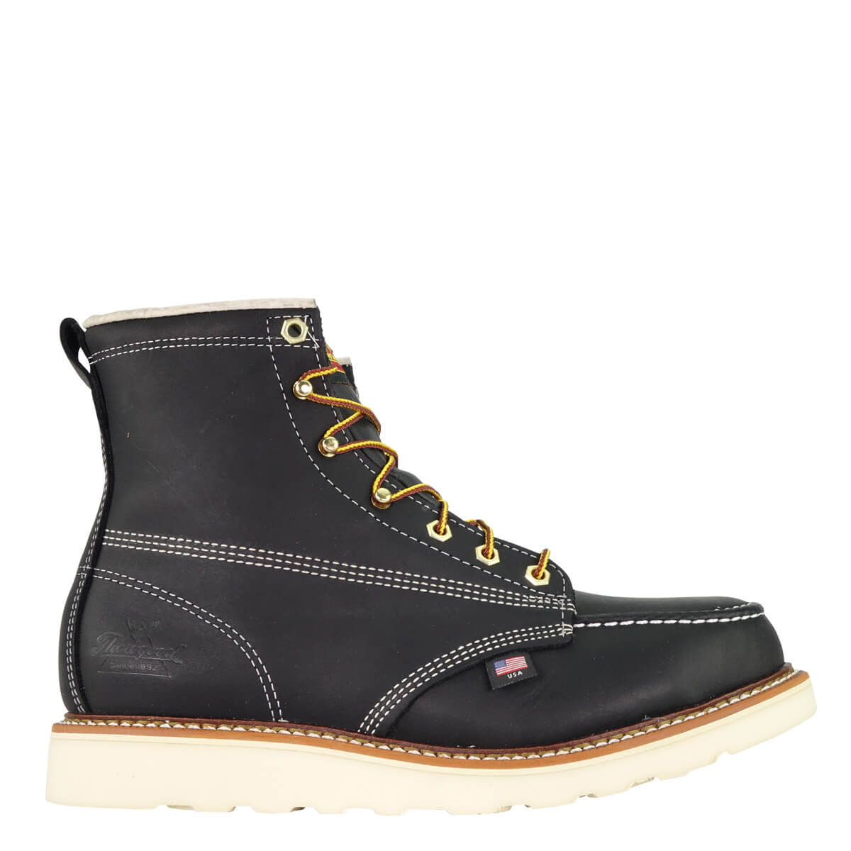 804-6201 6 Inch BLACK Moccassin Toe Steel Toe TOE Wedge Outsole Work Boot (Black)