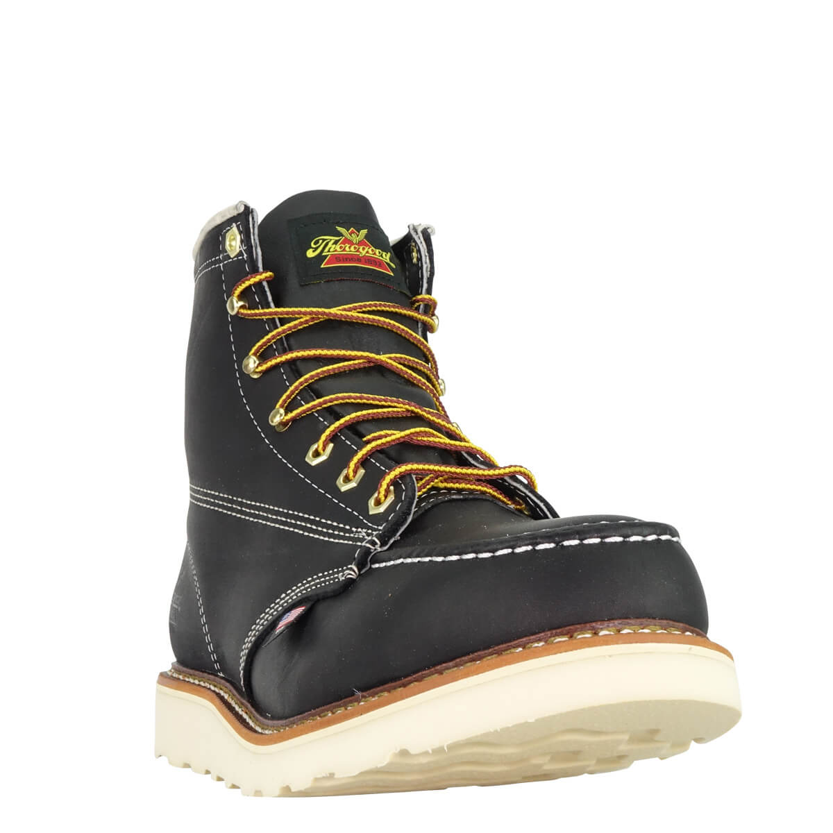 804-6201 6 Inch BLACK Moccassin Toe Steel Toe TOE Wedge Outsole Work Boot (Black)