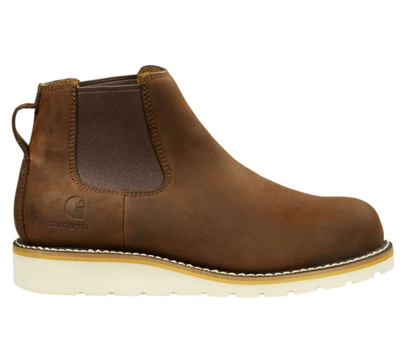 FW5233 5 inch Steel Toe Chelsea slip-on Wedge outsole Boot (Brown)