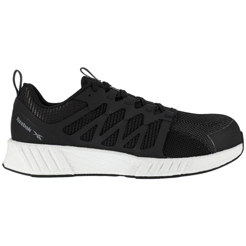 RB413 Women's Athletic Composite Toe Work Shoe (Black/White)