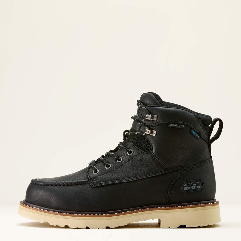 10063920 Ariat Men's 6 inch Waterproof, Composite Toe Work Boot (Black)