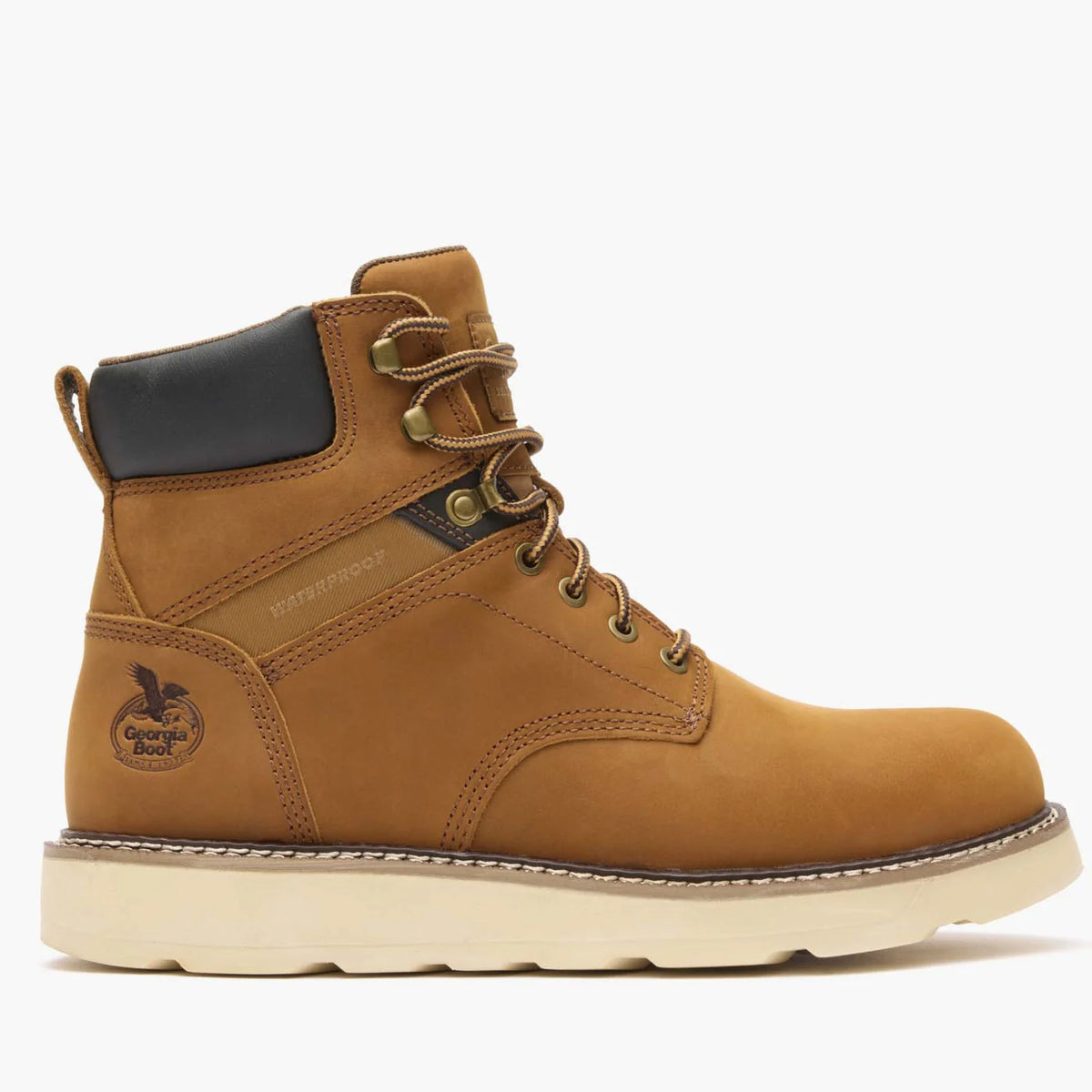 Georgia boot GB00665, Brown boot with a white wedge sole