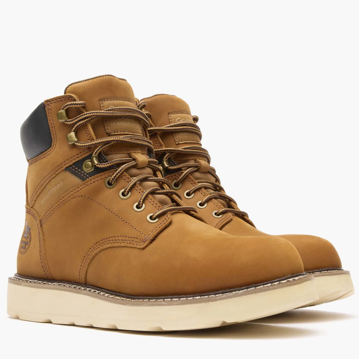 Georgia boot GB00665, Brown boot with a white wedge sole