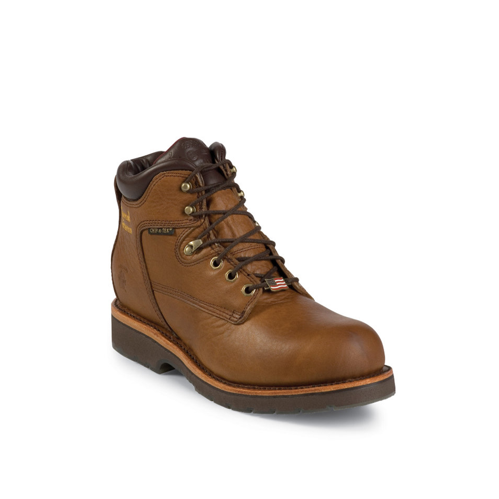 6 inch Tan Lace Up Smooth Outsole Work Boot (Brown)