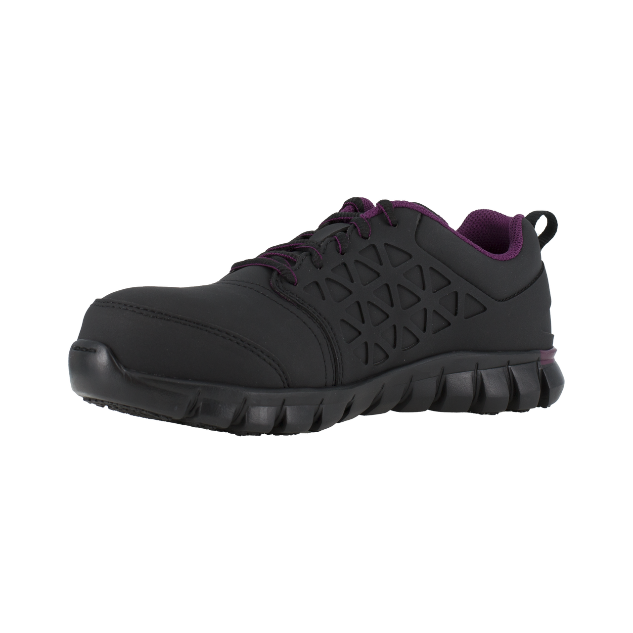 RB492 Women's Athletic Composite Toe Work Shoe - Black and Plum